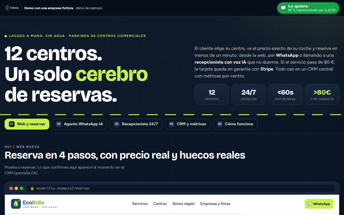 Demo para lavado de coches